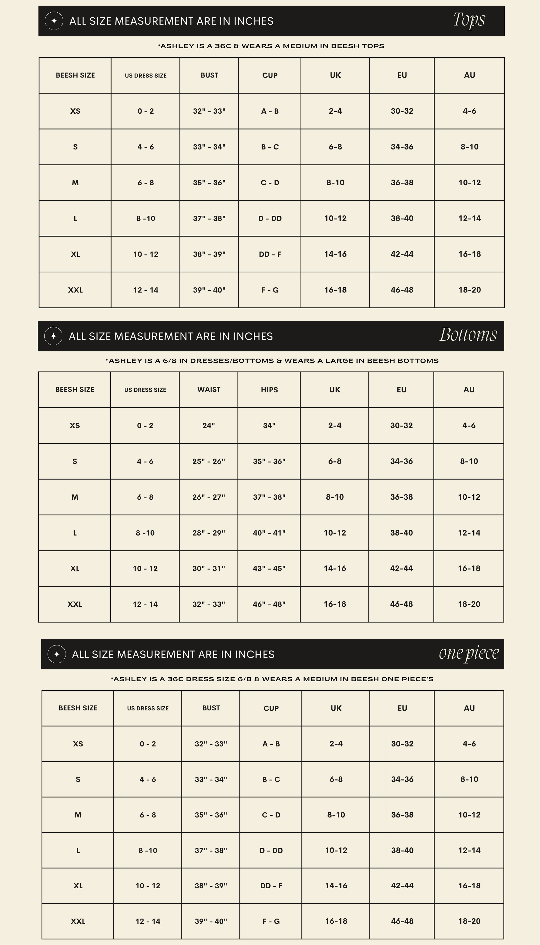 Size chart