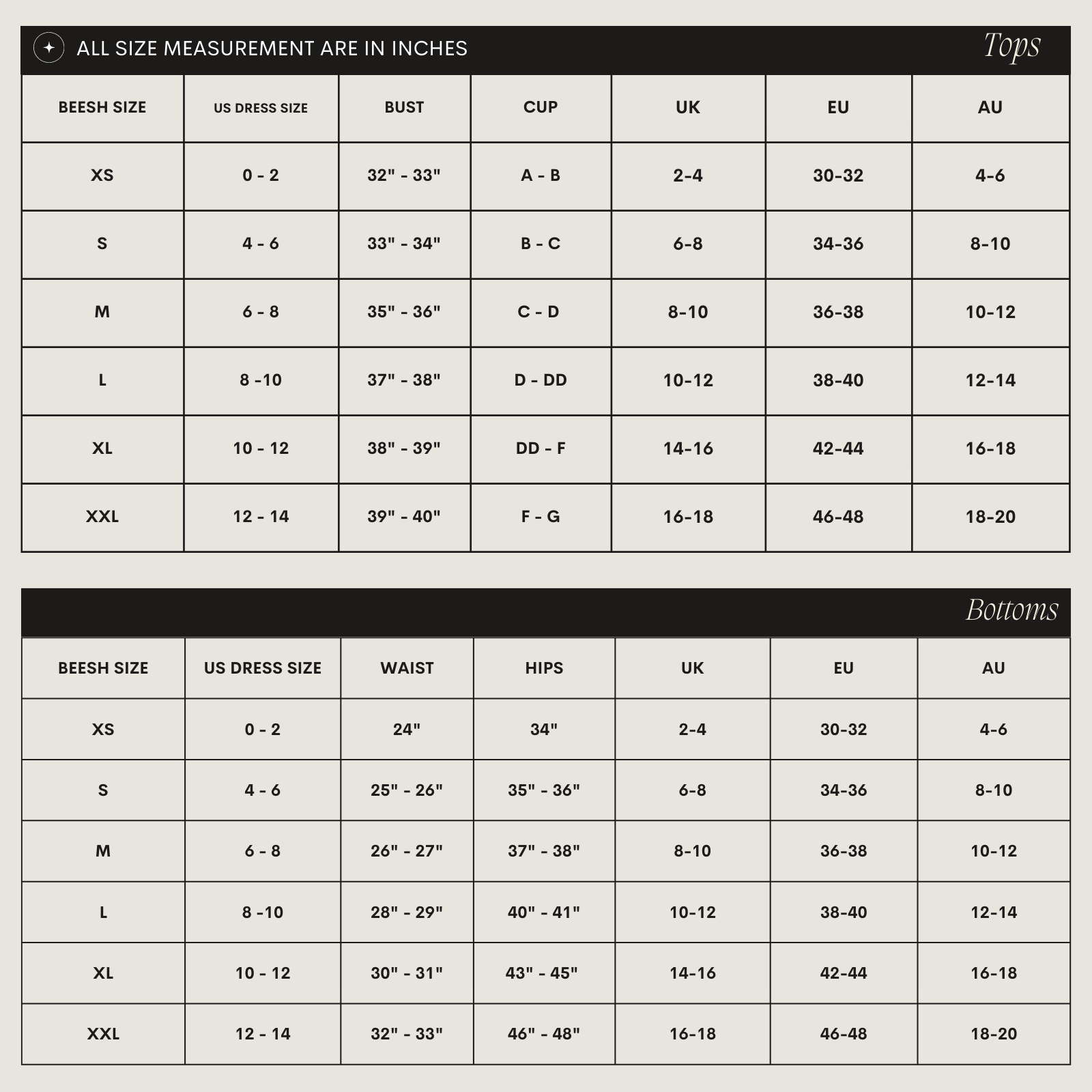 Size chart